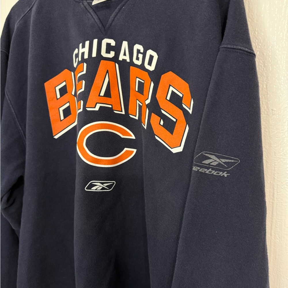Vintage Chicago Bears Crewneck Reebok Mens L Heavyweight Y2K Navy Blue Spellout - Picture 7 of 10